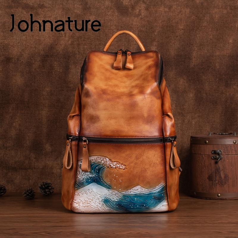 Leather Backpack Vintage - حقيبة ظهر نسائية من الجلد الطبيعي