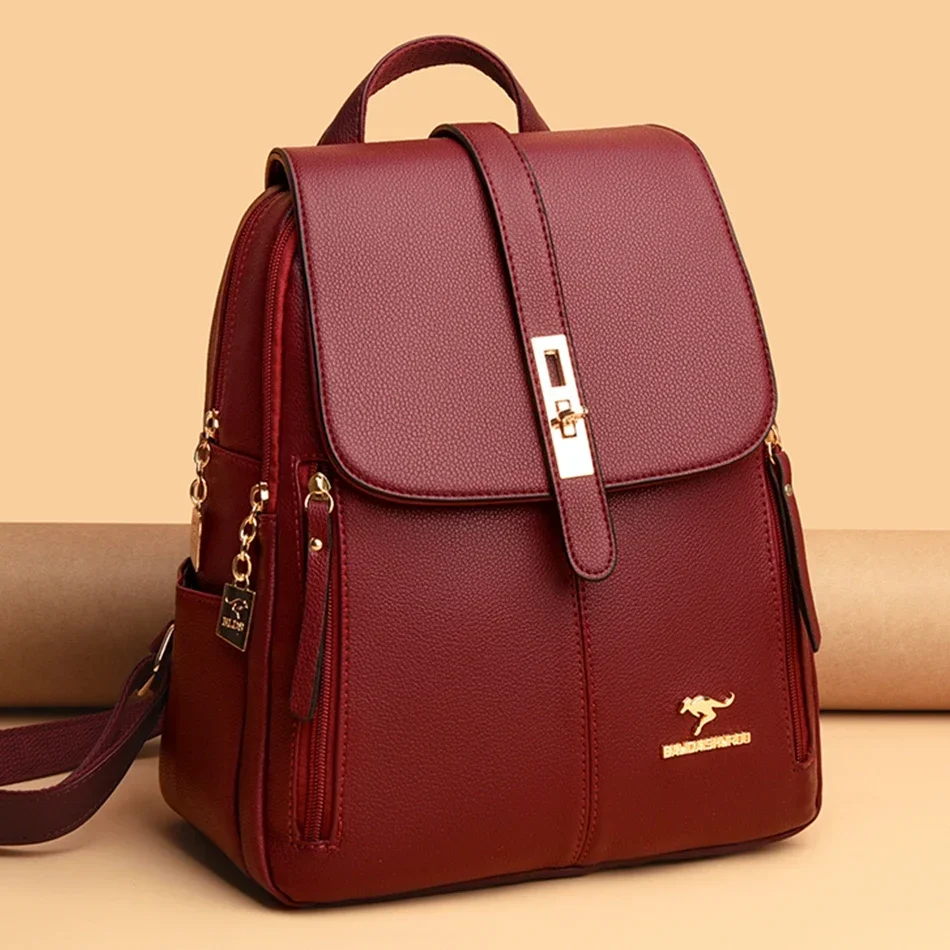 Leather Backpack Vintage - حقيبة ظهر نسائية جلدية ذات سعة