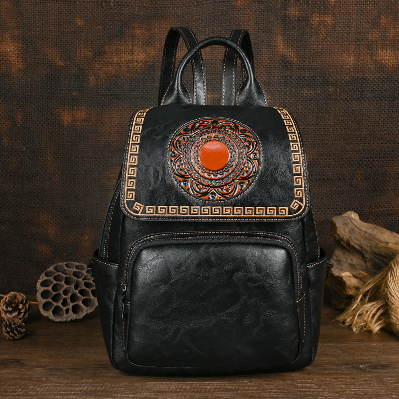 Leather Backpack Vintage - حقيبة ظهر جلدية نسائية يدوية الصنع